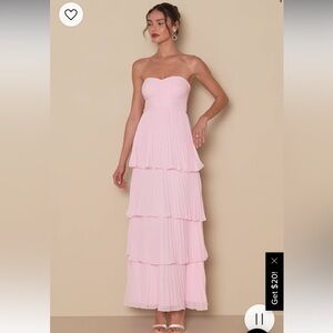 Lulus Seriously Sensational Light Pink Strapless Tiered Maxi Dress- Bridesmaids